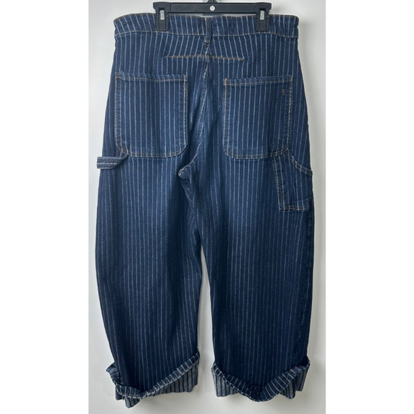 Anthropologie 29P The Kayden Railroad Stripe Barrel Carpenter Jeans by Pilcro C9 - Picture 5 of 10
